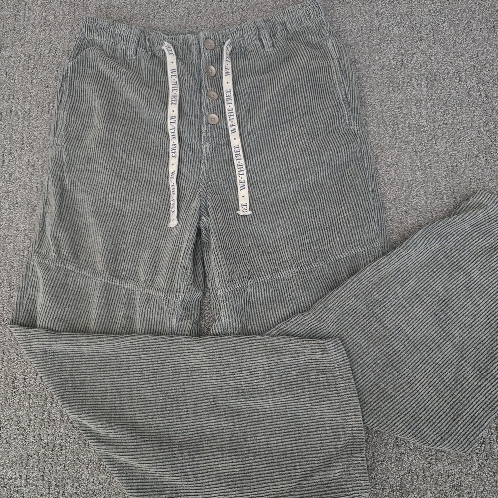 We The Free Corduroy Pants Blue Drawstring Relaxed Boho Coastal S